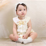 Dave&Bella Baby Girls Summer Charming Yellow Floral Sleeveless Cotton Cute Rompers