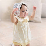 Dave&Bella Baby Girls Summer Charming Yellow Floral Sleeveless Cotton Cute Rompers