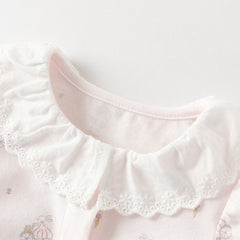 Dave&Bella Baby Girls Summer Cute Pink Print Lightweight Soft One-piece Rompers