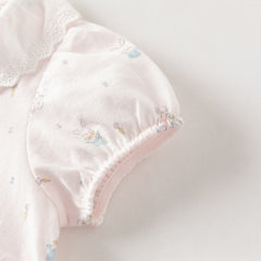 Dave&Bella Baby Girls Summer Cute Pink Print Lightweight Soft One-piece Rompers