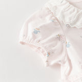 Dave&Bella Baby Girls Summer Cute Pink Print Lightweight Soft One-piece Rompers