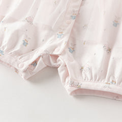 Dave&Bella Baby Girls Summer Cute Pink Print Lightweight Soft One-piece Rompers