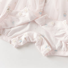 Dave&Bella Baby Girls Summer Cute Pink Print Lightweight Soft One-piece Rompers