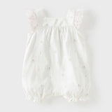 Dave&Bella Summer Baby Girls White Rabbit Print Cotton Breathable Soft Romper（Headband）