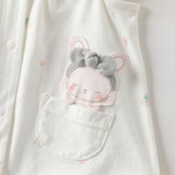 Dave&Bella Summer Baby Girls White Rabbit Print Cotton Breathable Soft Romper（Headband）