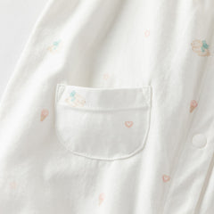 Dave&Bella Summer Baby Girls White Rabbit Print Cotton Breathable Soft Romper（Headband）