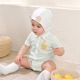 Dave&Bella Summer Baby Boys Yellow White Striped Cute Giraffe Print Soft Rompers