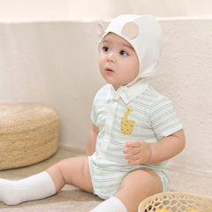 Dave&Bella Summer Baby Boys Yellow White Striped Cute Giraffe Print Soft Rompers