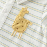 Dave&Bella Summer Baby Boys Yellow White Striped Cute Giraffe Print Soft Rompers