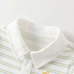 Dave&Bella Summer Baby Boys Yellow White Striped Cute Giraffe Print Soft Rompers