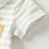 Dave&Bella Summer Baby Boys Yellow White Striped Cute Giraffe Print Soft Rompers