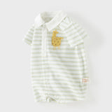 Dave&Bella Summer Baby Boys Yellow White Striped Cute Giraffe Print Soft Rompers