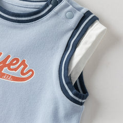Dave&Bella Summer Baby Boys Light Blue Print Lightweight Cute Soft Stretchable Romper