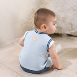 Dave&Bella Summer Baby Boys Light Blue Print Lightweight Cute Soft Stretchable Romper