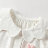 Dave&Bella Summer Baby Girls White Pink Rabbit Lightweight Cotton Cute Doll Collar Romper