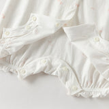 Dave&Bella Summer Baby Girls White Pink Rabbit Lightweight Cotton Cute Doll Collar Romper