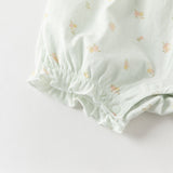 Dave&Bella Baby Girls Summer Adorable Green Floral Sleeveless Breathable Cotton Rompers