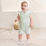 Dave&Bella Baby Girls Summer Adorable Green Floral Sleeveless Breathable Cotton Rompers
