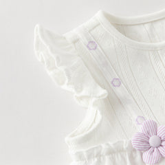 Dave&Bella Baby Girls Summer Cute Purple Floral Sleeveless Soft Cotton Rompers