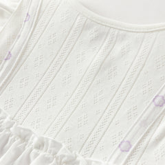 Dave&Bella Baby Girls Summer Cute Purple Floral Sleeveless Soft Cotton Rompers