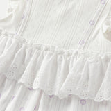 Dave&Bella Baby Girls Summer Cute Purple Floral Sleeveless Soft Cotton Rompers
