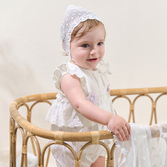 Dave&Bella Baby Girls Summer Cute Purple Floral Sleeveless Soft Cotton Rompers