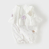 Dave&Bella Baby Girls Summer Cute Purple Floral Sleeveless Soft Cotton Rompers