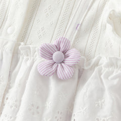 Dave&Bella Baby Girls Summer Cute Purple Floral Sleeveless Soft Cotton Rompers