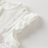 Dave&Bella Baby Girls Summer Cute Purple Floral Sleeveless Soft Cotton Rompers