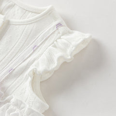 Dave&Bella Baby Girls Summer Cute Purple Floral Sleeveless Soft Cotton Rompers