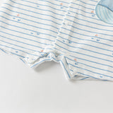 Dave&Bella Baby Boys Summer Cool Blue Whale Print Cotton Soft Lightweight Rompers