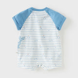 Dave&Bella Baby Boys Summer Cool Blue Whale Print Cotton Soft Lightweight Rompers