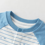 Dave&Bella Baby Boys Summer Cool Blue Whale Print Cotton Soft Lightweight Rompers