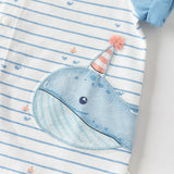 Dave&Bella Baby Boys Summer Cool Blue Whale Print Cotton Soft Lightweight Rompers