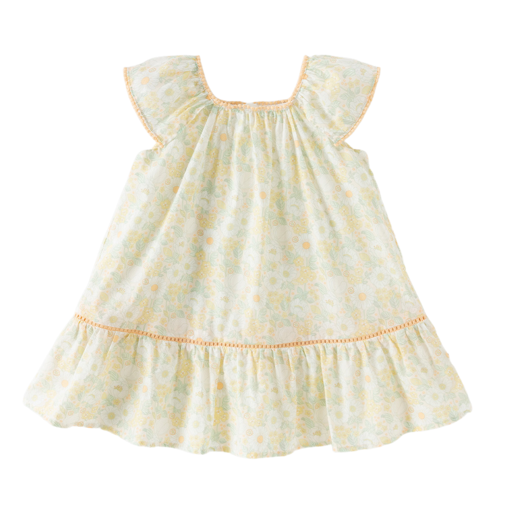 Dave&Bella Summer Toddler Girls Floral Print Breathable Cotton A-line Party Dress