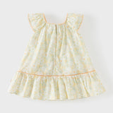 Dave&Bella Summer Toddler Girls Floral Print Breathable Cotton A-line Party Dress
