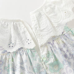 Dave&Bella Summer Toddler Girls Adorable Floral Print Sleeveless Soft Cotton Fashion Dress