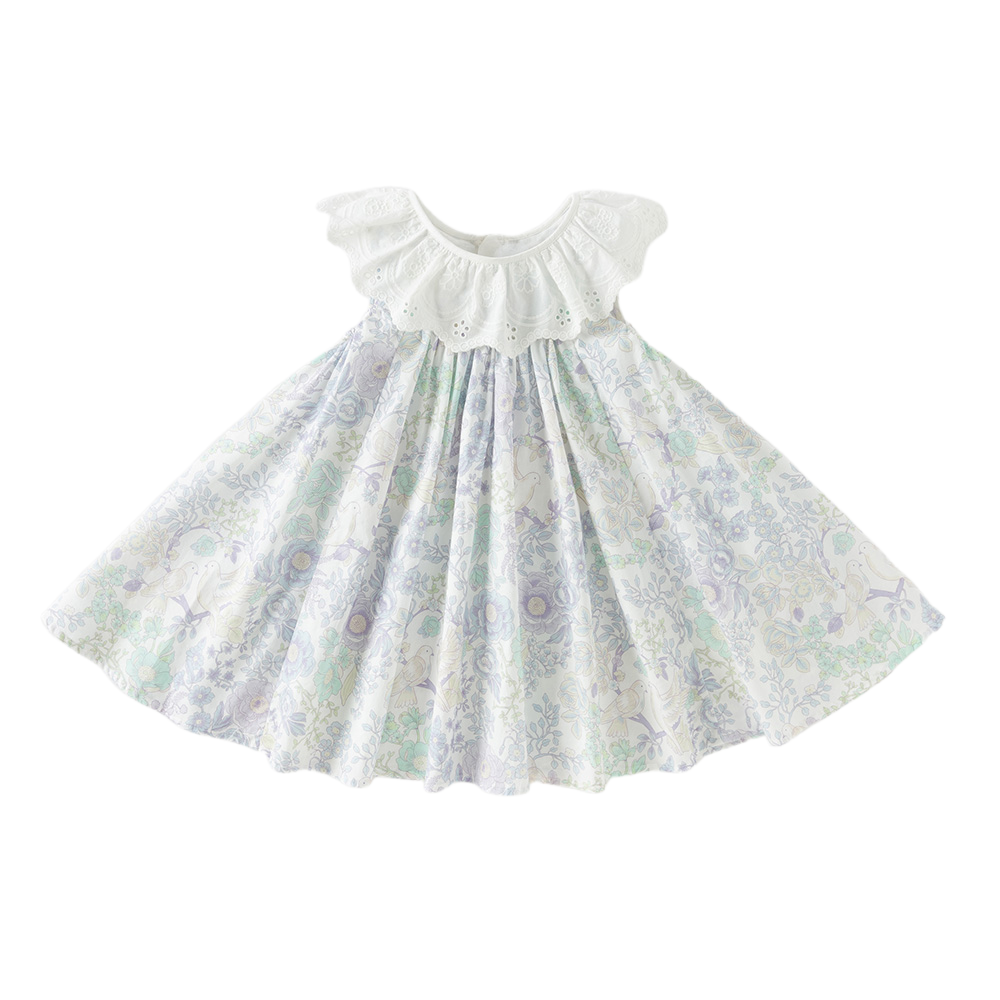 Dave&Bella Summer Toddler Girls Adorable Floral Print Sleeveless Soft Cotton Fashion Dress