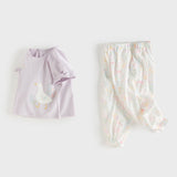 Dave&Bella Toddler Girls Summer Purple Sleeveless Comfortable T-shirt Pant Suits