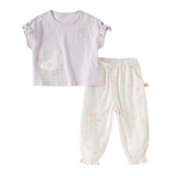 Dave&Bella Toddler Girls Summer Purple Sleeveless Comfortable T-shirt Pant Suits