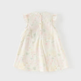 Dave&Bella Summer Toddler Girls Chinese-style Sleeveless Beige Lotus Print A-line Dress