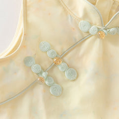 Dave&Bella Toddler Girls Summer Yellow Floral Sleeveless Chinese-style Stylish Bud Dress