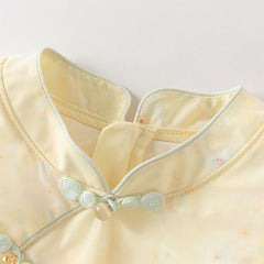 Dave&Bella Toddler Girls Summer Yellow Floral Sleeveless Chinese-style Stylish Bud Dress