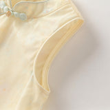 Dave&Bella Toddler Girls Summer Yellow Floral Sleeveless Chinese-style Stylish Bud Dress