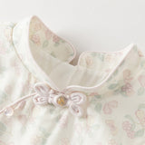 Dave&Bella Toddler Girls Summer Classic Floral White Turtle Chinese-style Mesh Dress