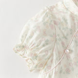 Dave&Bella Toddler Girls Summer Classic Floral White Turtle Chinese-style Mesh Dress