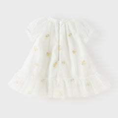 Dave&Bella Toddler Girls Summer Pink/Beige Chinese-style A-line Party Mesh Dress