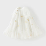 Dave&Bella Toddler Girls Summer Pink/Beige Chinese-style A-line Party Mesh Dress
