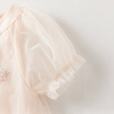 Dave&Bella Toddler Girls Summer Pink/Beige Chinese-style A-line Party Mesh Dress