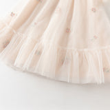 Dave&Bella Toddler Girls Summer Pink/Beige Chinese-style A-line Party Mesh Dress
